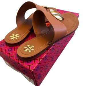 Tory Burch Patos Disk Leather Slides